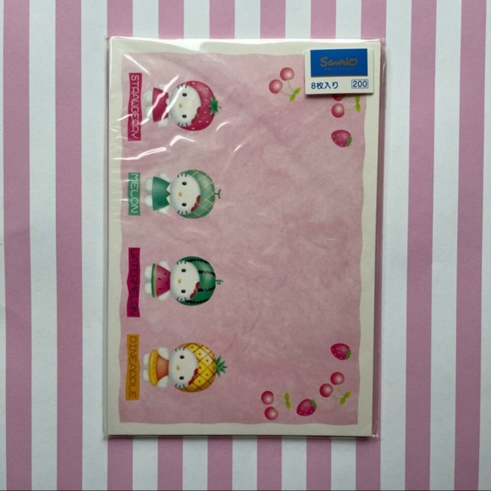 Vintage Sanrio Hello Kitty FRUITS 8 POne Sizetcards 1999 - AS IS
